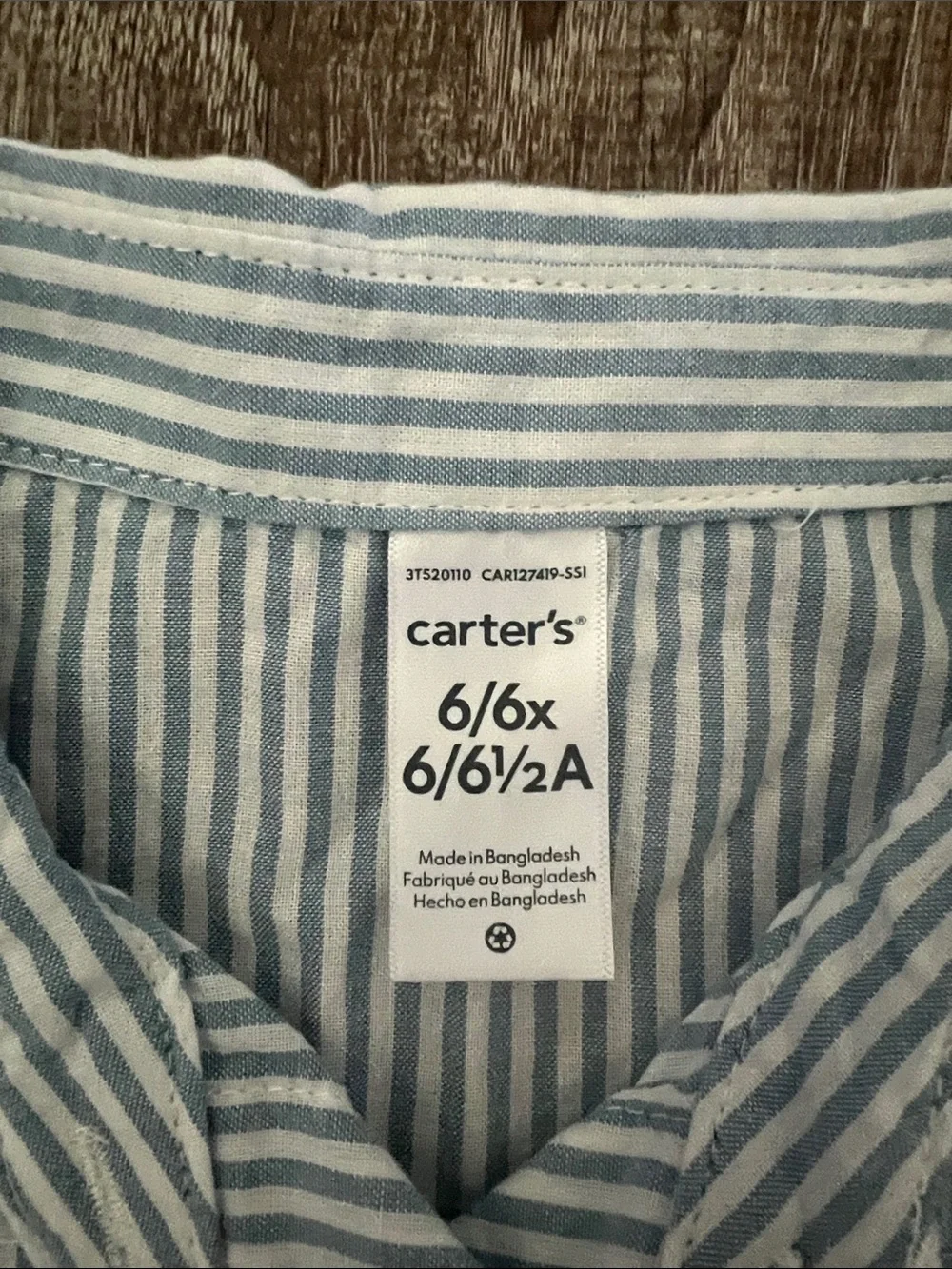 Carters NWT Striped Button Down Long Sleeve Dress with Sash size 6/6x